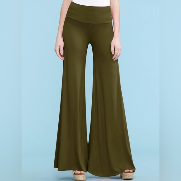 Amy's Closet Pants - Women's Casual Comfy Wide Leg Palazzo Lounge Pants -olive